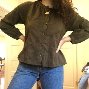 Madewell Flowy Olive Green Top